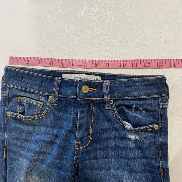 Abercrombie & Fitch Distressed Skinny Jeans Women’s W25 L29 Dark Wash Ripped Kne - Picture 5 of 9